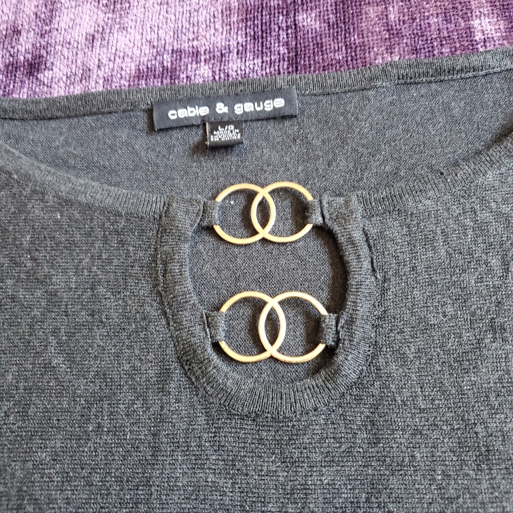 Cable & Gage Sweater w gold accents